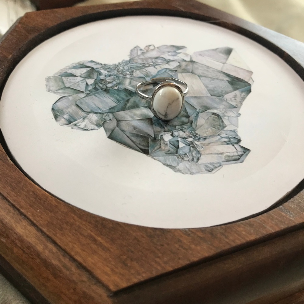 SOLD Adjustable oval round marble print ring